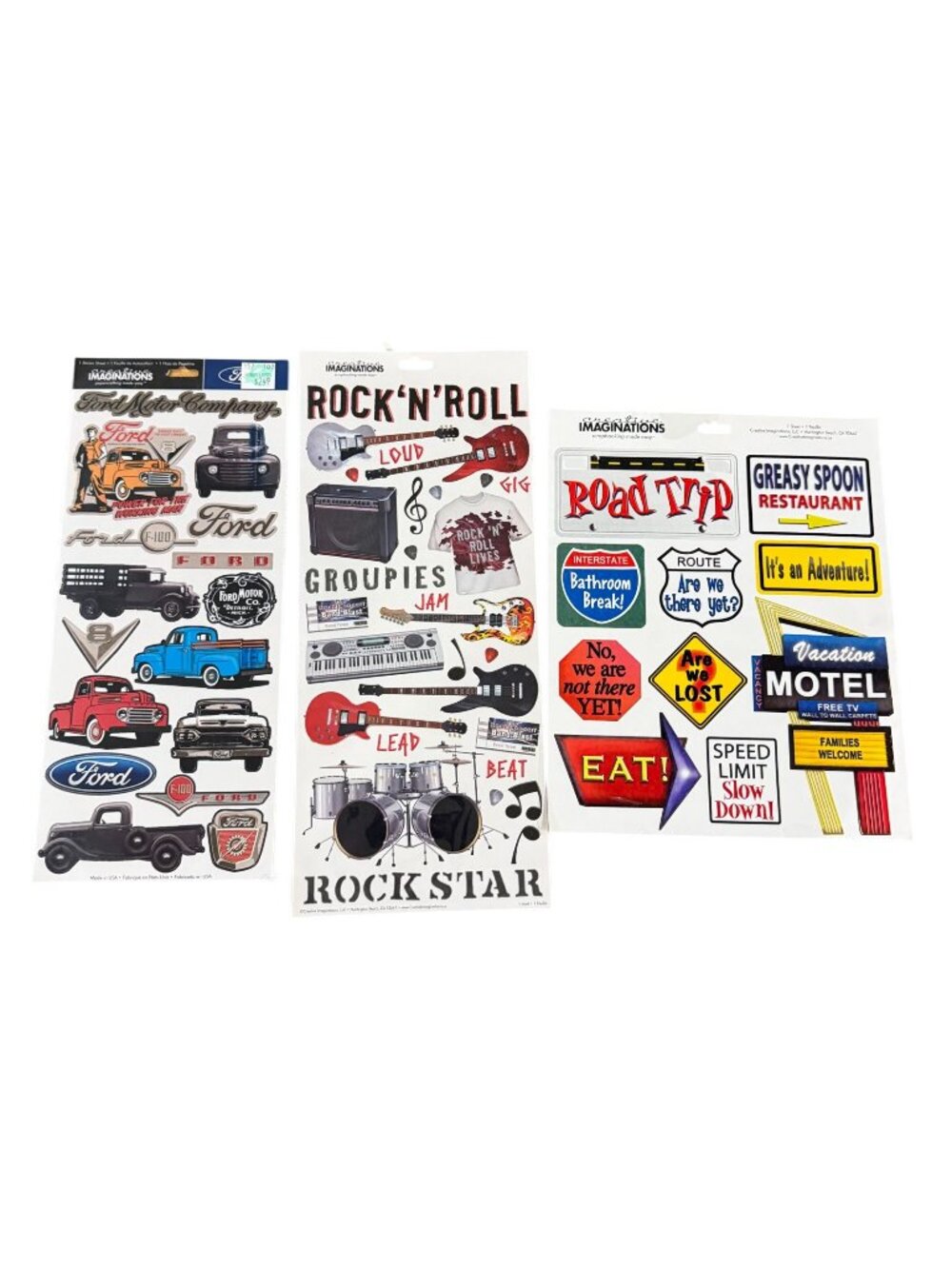 Creative Imaginations Scrapbook Stickers Set Ford Trucks Rock N Roll Road Trip